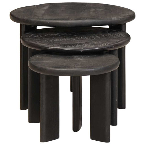 Berkfield Nesting Coffee Tables 3 pcs White Solid Mango Wood 1
