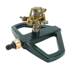 Garden Sprinkler with 360 Automatic Rotation, Adjustable Wide Area Lawn Sprinkler, RustResistant Metal Base (Yellow)