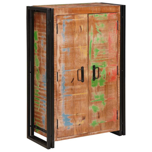 Berkfield Highboard with Doors Brown Solid Reclaimed Wood and Metal 1
