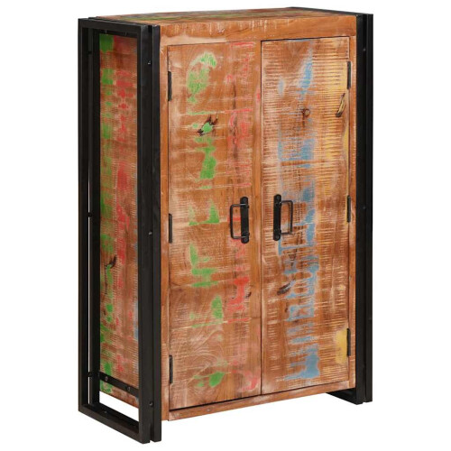 Berkfield Highboard with Doors Brown Solid Reclaimed Wood and Metal 2