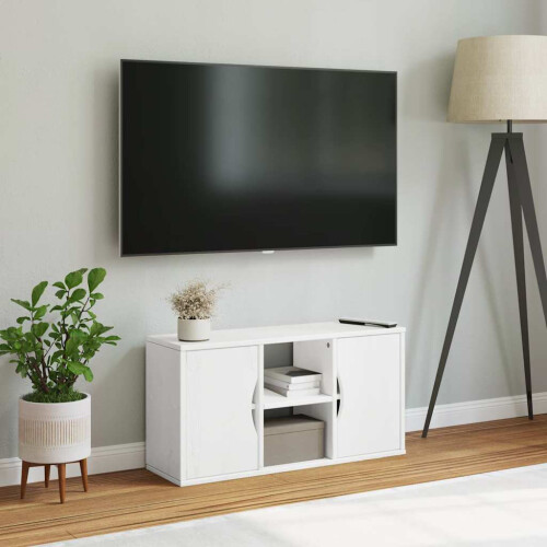 Berkfield TV Cabinet ODDA White 79x24x40 cm Solid Wood Pine 2