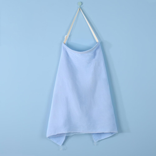 Nursing Cover Cotton Breastfeeding Cover with Adjustable Straps Full Coverage Privacy Blue 2
