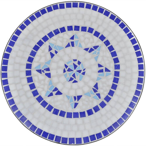 Berkfield Bistro Table Blue and White 60 cm Mosaic 2