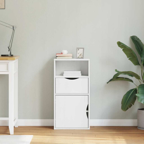 Berkfield Side Cabinet with Drawer ODDA White 40x24x79 cm Solid Wood Pine 2