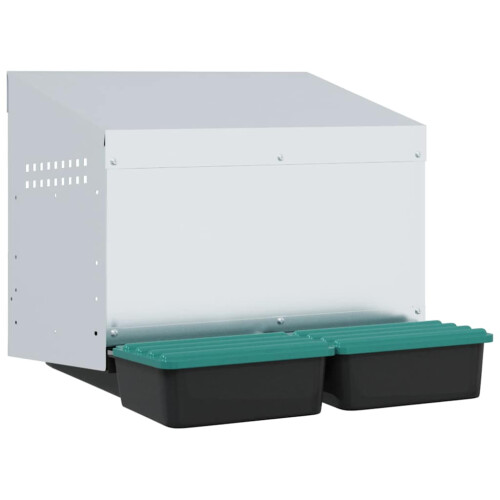 Berkfield Chicken Nesting Box 2 Compartments Wall-Mounted Galvanised Steel 1
