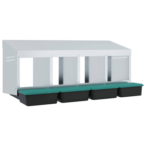 Berkfield Chicken Nesting Box 4 Compartments Wall-Mounted Galvanised Steel 1