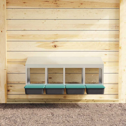 Berkfield Chicken Nesting Box 4 Compartments Wall-Mounted Galvanised Steel 2