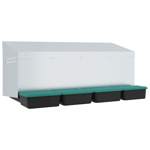 Berkfield Chicken Nesting Box 4 Compartments Wall-Mounted Galvanised Steel 1