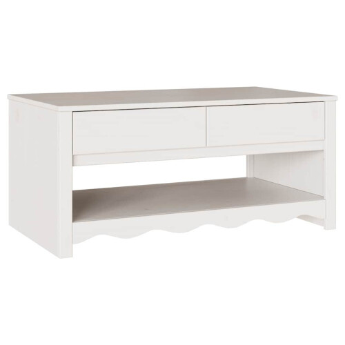 Berkfield Coffee Table Drammen White 99 x 55 x 45 cm Solid Pine Wood 1