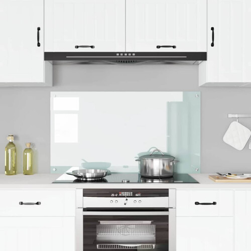 Berkfield Kitchen Backsplash White 110 x 60 cm Tempered Glass 2
