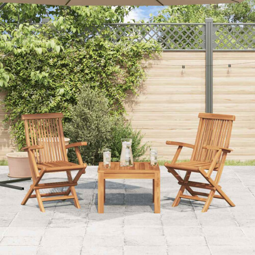 Berkfield Folding Garden Chairs 2 pcs Solid Teak Wood 2