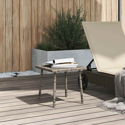 Berkfield Garden Coffee Table Rectangular Grey 40x40x37 cm Poly Rattan 2