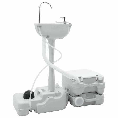Berkfield Camping Toilet Set 2 pcs Grey and White 1