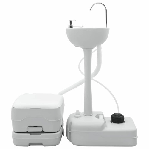 Berkfield Camping Toilet Set 2 pcs Grey and White 2