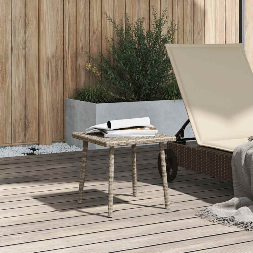 Berkfield Garden Coffee Table Rectangular Light Grey 40x40x37 cm Poly Rattan 2