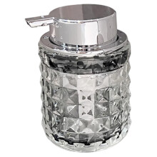 Refillable Clear Glass Foaming Hand Soap Dispenser 200ml with Leakproof Silver Pump for Bathroom Kitchen