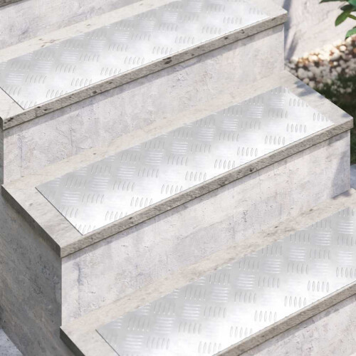 Berkfield Stair Tread Rectangular 2 pcs Silver 70 x 20 cm Aluminium 2