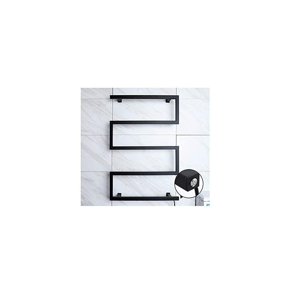 Heated Towel Rail Electric Warmer 304 Stainless Steel Wall Mounted Hardwired 90W Matte Black Bathroom Dryer 9045646627571