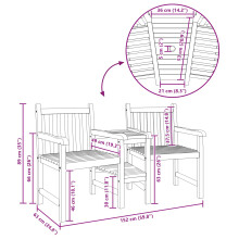 Berkfield Garden Outdoor Chairs 152 x 63 x 89 cm Solid Teak Wood