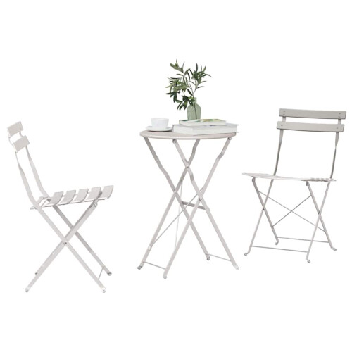 Berkfield Folding Bistro Set 3 pcs Beige Steel 2