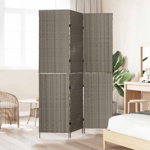 Berkfield Room Divider Folding Manual Grey 146 x 180 cm Poly Rattan 2