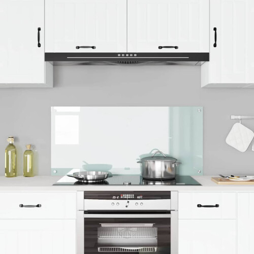 Berkfield Kitchen Backsplash White 110 x 50 cm Tempered Glass 2