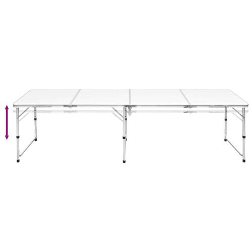 Foldable Camping Table Height Adjustable Aluminium 240 x 60 cm 2