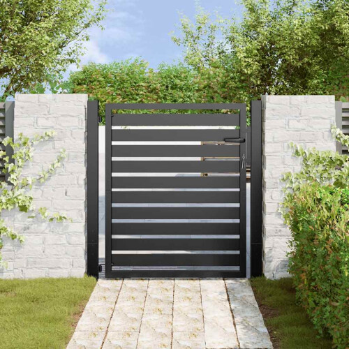Berkfield Garden Gate Lockable Black 100x100 cm Aluminium 2