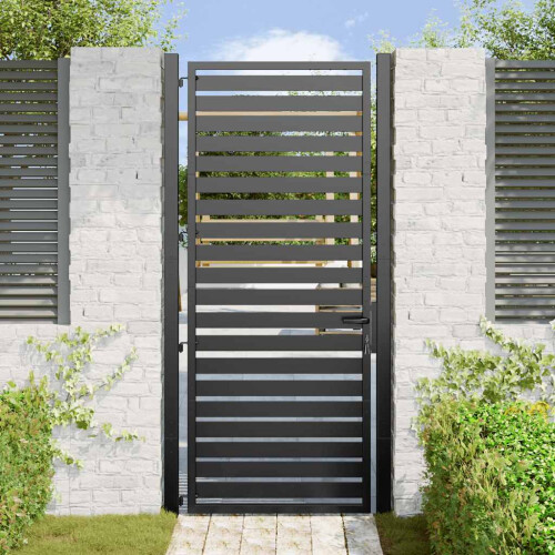 Berkfield Garden Gate Lockable Black 100x200 cm Aluminium 2