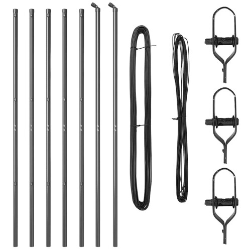 Berkfield Fence Post 7 pcs Grey Steel 1
