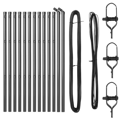 Berkfield Fence Post 13 pcs Grey Steel 1