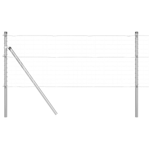 Berkfield Fence Post 7 pcs Silver Steel 1