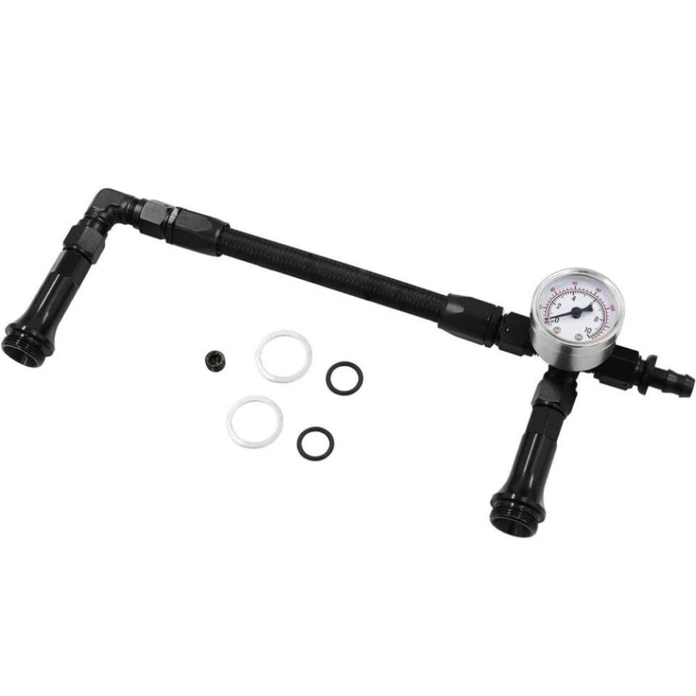 Braided An6 Dual Feed Fuel Line With Vacuum Gauge For 4150 Carburetor, HeatâResistant Durable Hose Design 9045646628271