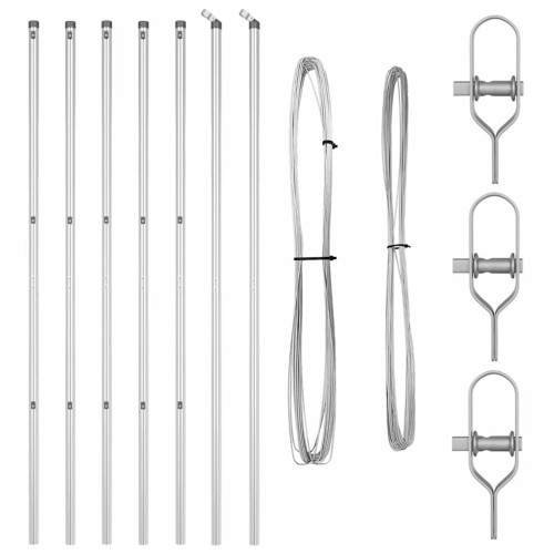 Berkfield Fence Post 7 pcs Silver Steel 1