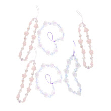 6pcs Beaded Phone Lanyard Wristlet Charm Strap Set for Phone and Keys, Stylish Purple Pink Accessories