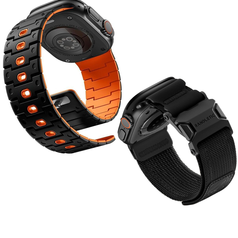 Bands Set Magnetic Silicone And Nylon Straps With Secure Closure For Apple Watch Series 10Â1 9045646628394