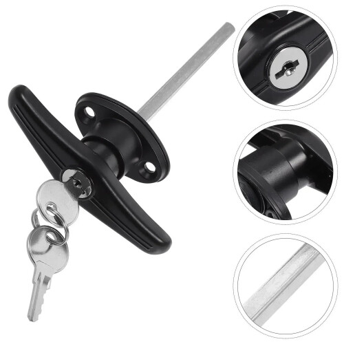 Universal Garage Door Emergency Release Lock Kit 3 Set, Heavy‑Duty T‑Handle with Keyed Security Access 1