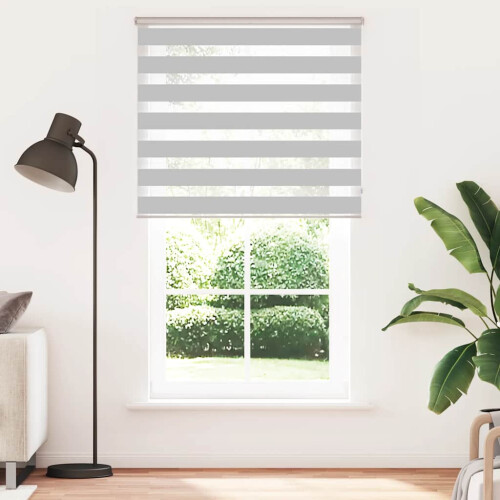 Berkfield Zebra Blind Light Grey 130x200 cm Fabric Width 125.9 cm Polyester 1