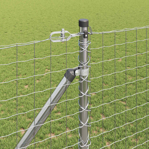 Berkfield Fence Post 7 pcs Silver Steel 2