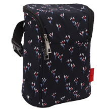 Insulated Baby Bottle Bag with Stroller Strap, WaterResistant Nylon Travel Tote for Moms, Black Floral