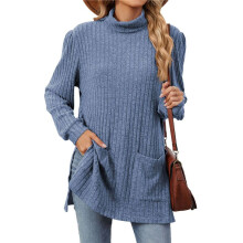 Long Sleeve Shirts for Women High Neck Casual Tunic Tops M
