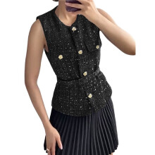 Women'S 2025 Summer Tank Tops Y2K Long Sleeveless Fashion Fully Lined Elegant Casual Black XS