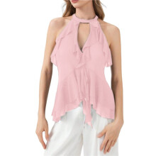 Women'S Halter Neck Ruffled Camisole S