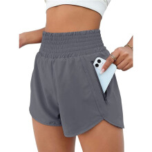 Women'S Athletic Shorts High Waisted Running Shorts Pocket Sporty Short Gym Elastic Workout Shorts Dark Gray XXL