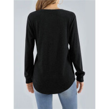 Casual Crewneck Sweatshirts for Women Long Sleeve Loose Fit Pollover Comfy Fleece Warm Fall Fashion Tops Outfits Black M