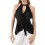 Women'S Halter Neck Ruffled Camisole Black L 1