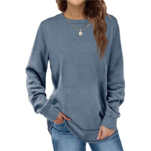 Casual Crewneck Sweatshirts for Women Long Sleeve Loose Fit Pollover Comfy Fleece Warm Fall Fashion Tops Outfits L