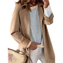 Womens Sweaters Long Sleeve Crew Neck Color Block Striped Casual Knitted Pullover Tops Light Gray S