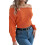 Damen Off-The-Shoulder Pullover Solid Zopfmuster Pullover Jumper Top Casual Langarm Cropped Pullover Orange Farbe M 1