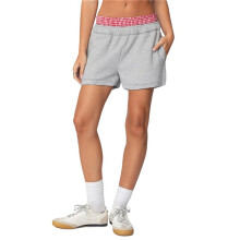 Women'S Sweat Shorts Casual Summer Stitched Plaid Waistband High Waist Running Lounge Shorts with Pockets Grey M